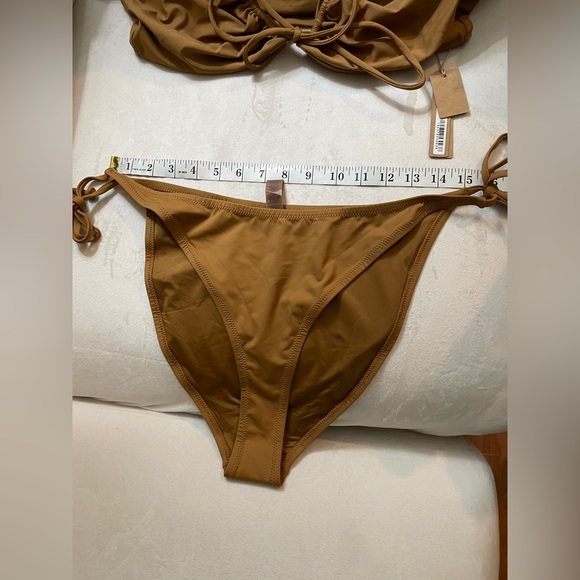 NWT 2pc Skim Swimsuit Rushed T-Shirt & Bikini String Tie Bottoms Almond Size 2X - Picture 7 of 13